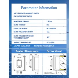 DIHOOL Outdoor Circuit Breaker Box, 30 Amp PV Solar Disconnect Switch for RV, Solar Panel Junction Box