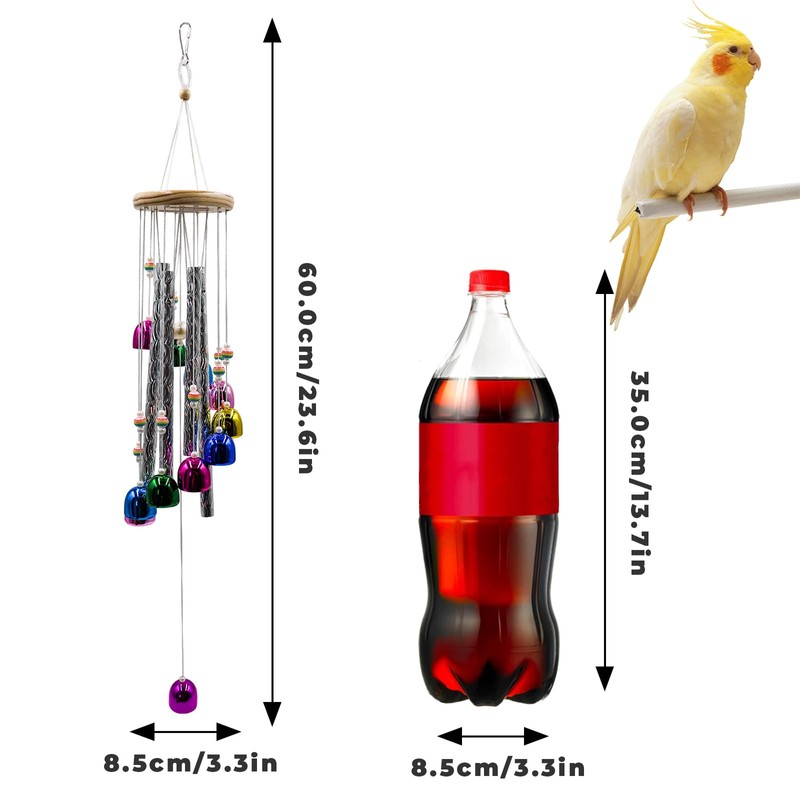 Parakeet Toys with Colorful Bells and Shining Sticks, Bird Cage