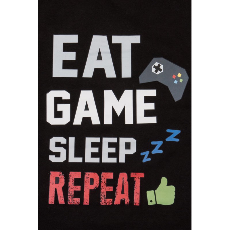 ThePyjamaFactory Boys Short Gamer Pyjamas 9 to 15 Years Black