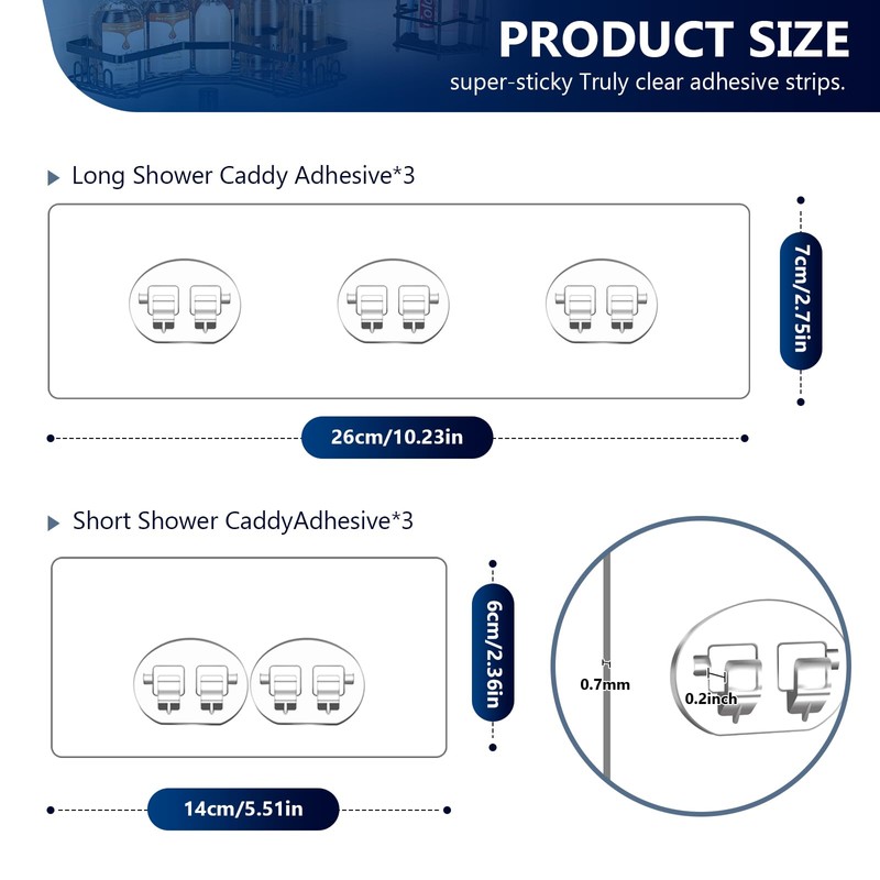 Shower Caddy Adhesive Replacement Stickers - 6 Pack No Drilling