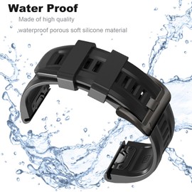 Threeeggs 26mm Quickfit Watch Band for Garmin Fenix 7X 6X 5X, Silicone Bands Strap for Fenix 8 51mm, Fenix 3/3 Sapphire, Descent Mk1, Tactix Delta Bravo Smartwatch (Black+Army Green)