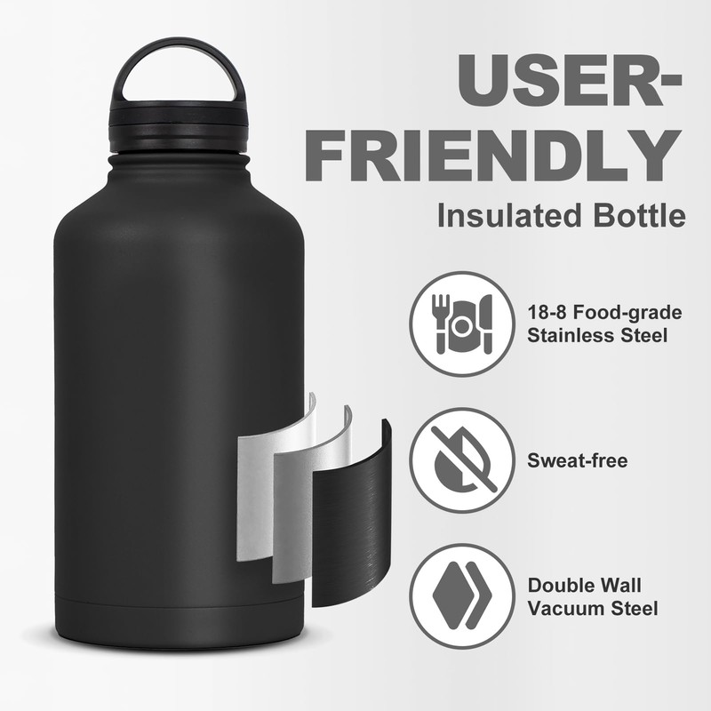 KawaGebo Kamp Half Gallon Tactical Water Bottle With Straw -