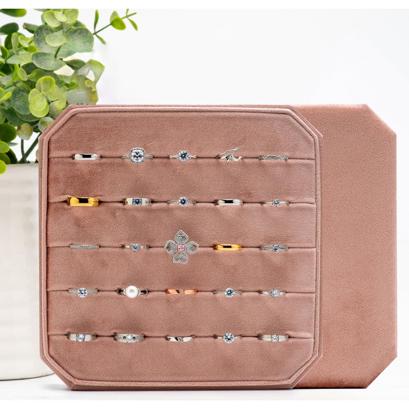 COWFEX Multiple Velvet Ring Storage Organizer Display Tray Jewelry Box