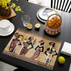 Black Women Placemats Set of 6, African Ethnic Dress Tribal