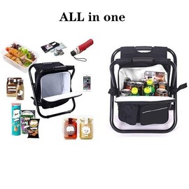 Fishing Backpack with Seat,Folding Stool Portable Bag with Cooler Insulated Picnic Bag for Outdoor Events, Hiking, Travel, Beach