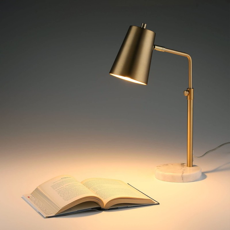 VONLUCE Gold Desk Lamp with LED Bulb Adjustable, Antique Brass