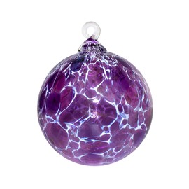 Hand Blown Glass Ornament - Suncatcher - Witches Ball - in “Purple White Powder” Dehanna Jones - Handmade in Seattle