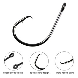 Ultra Point Circle Hook High Carbon Steel Fishing Hook Chemically Sharpened in-line Circle Hooks for Fresh/Salt Water(Size 6789)