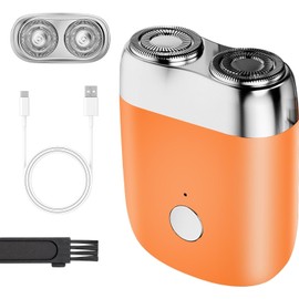 New Model Mini Dual-Head Electric Shaver, Dual Head Shaver, 2025 New Upgrade Pocket Shaver Mini Shavers for Men, Washable Double Head Razor (Orange)