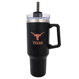 Desert Cactus University of Texas Longhorns UT Austin Large Insulated Stainless Steel Handle Lid Straw Reusable Double Walled Cup Hot Cold Drinkware Laser Etched (40oz Ounce Rally Tumbler Design D)