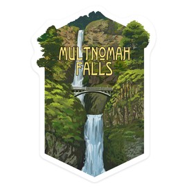 Die Cut Sticker Multnomah Falls, Oregon, Summer View, Contour Vinyl Sticker 1 to 3 inches (Waterproof Decal for Cars, Water Bottles, Laptops, Coolers), Small