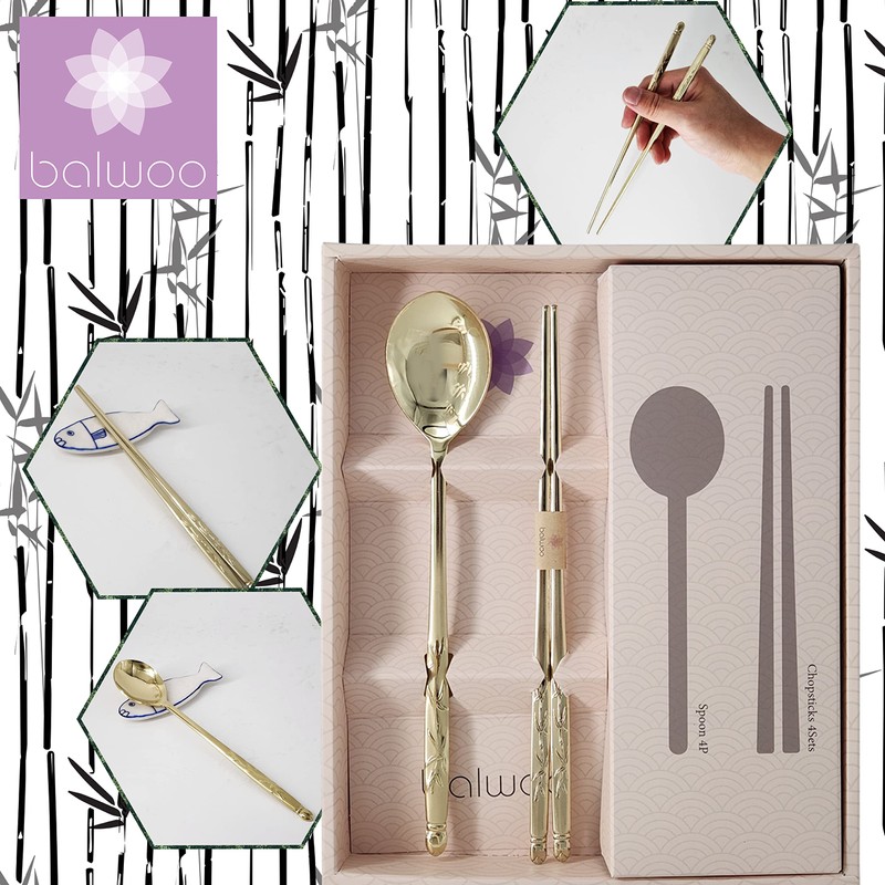 Balwoo [Made in Korea] Bamboo Design Sticky Rice Spoon Chopsticks