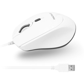 Macally Wired Mac Mouse White (Smooth and Quiet) Comfortable USB Corded Mouse for Laptop, Chromebook, PC, Desktop, Notebook, Apple Mac, iMac, MacBook