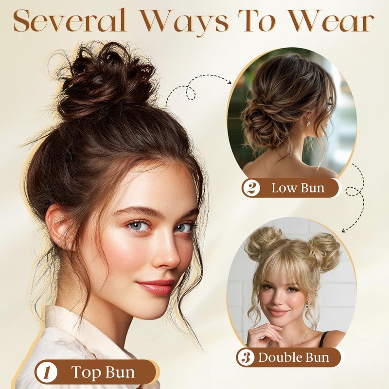 CJL HAIR Small Messy Bun Hair Pieces for Women Thin
