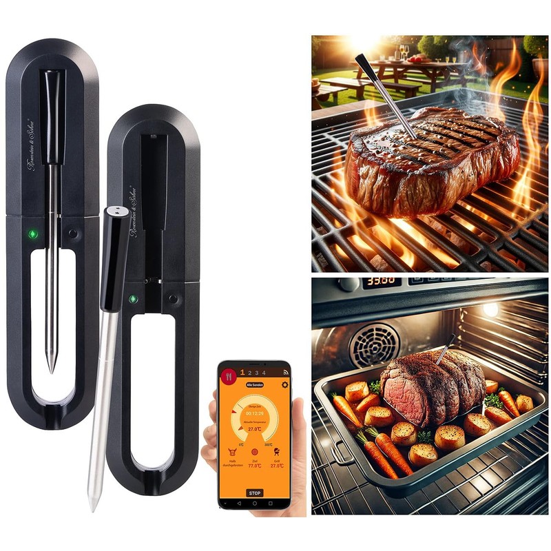 Rosenstein & Söhne Set of 2 Wireless Meat Thermometer for