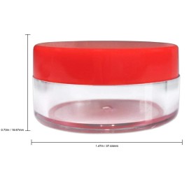 Beauticom 600 Pieces 10G/10ML Round Cosmetic Cream Clear Plastic Sample Pot Jars Red Lids