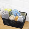 Morcte 4-Pack Plastic Storage Weave Baskets, Plastic Shelf Baskets, Black