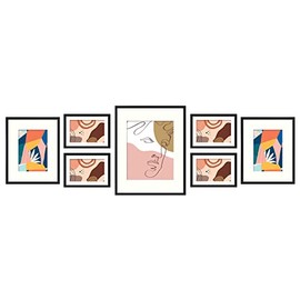 Golden State Art, Frames for One 11x14, Two 8x10, and Four 5x7 Pictures. Aluminum Photos Frame for Wall or Tabletop Display (Style 1, Black, 7 Pack)