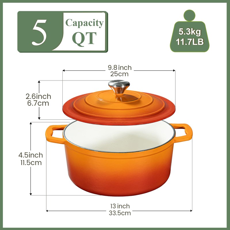 Chef Power Enameled Cast Iron Dutch Oven Pot with Lid
