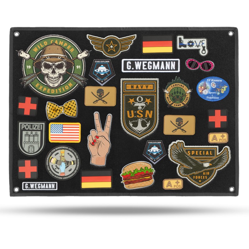 Patch Wall in Black with Metal Eyelets, Velcro Patch Display
