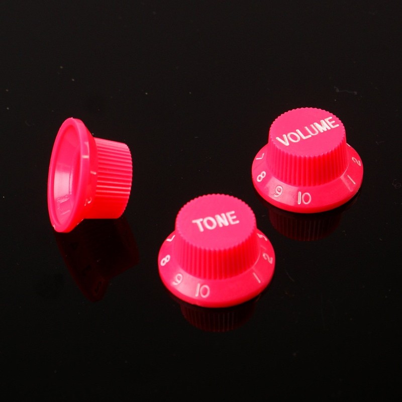 Strat style Guitar Control knobs Set (2 Tones, 1 Volume),Pink