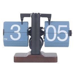 Retro Flip Desk Shelf Clock, Flip Digital Clock Auto Flip Clock for Home Office Decor Flip Desk Clock, Flip Clock Vintage Desk Clock Retro Flip Down Clock (Black with Blue