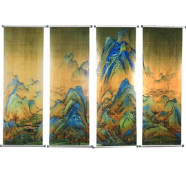 Wtipdei Chinese Landscape Painting,Asian Art Decor,Hanging Paintings,Scroll Wall Decor (4 PCS (CO_1))