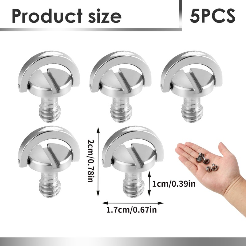 5 Pieces 1/4 Inch Camera Mounting Screw, Tripod Quick Release