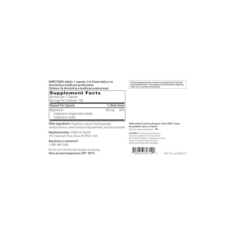 Klaire Labs Magnesium Glycinate Capsules, 100 mg, 100 Count