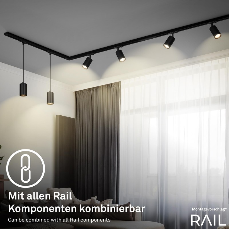 BRILONER - Rail System Rail LED Pendant Light, Dimmable, Combinable,