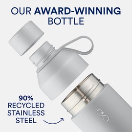Ocean Bottle - Recycled Stainless Steel Drinks Reusable Water Bottle - Eco-Friendly & Reusable - Rock Grey - 34 oz
