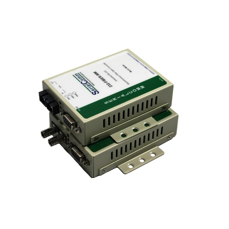 SerialComm RS232 to Fiber Optic Converter - MM ST, Industrial-Grade,