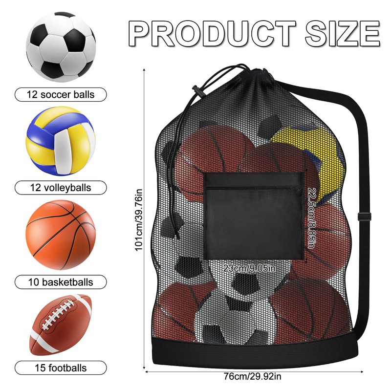 Neikafan Extra Large Sports BallBag 2Pcs NetBag Holds 10-12 Size
