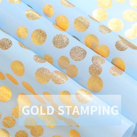 Large Tablecloth Table Cloth 273 x 137 cm / 108 x 54 Inches Rectangular Table Cloth Gold Dots Disposable Table Linen Children's Birthday Girl Boy Theme Party Blue Pack of 2