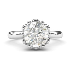 Solid Sterling Silver Romantic Flower Style 6-Prong Set 2.0 CT Simulated Diamond Engagement Ring (7.5)