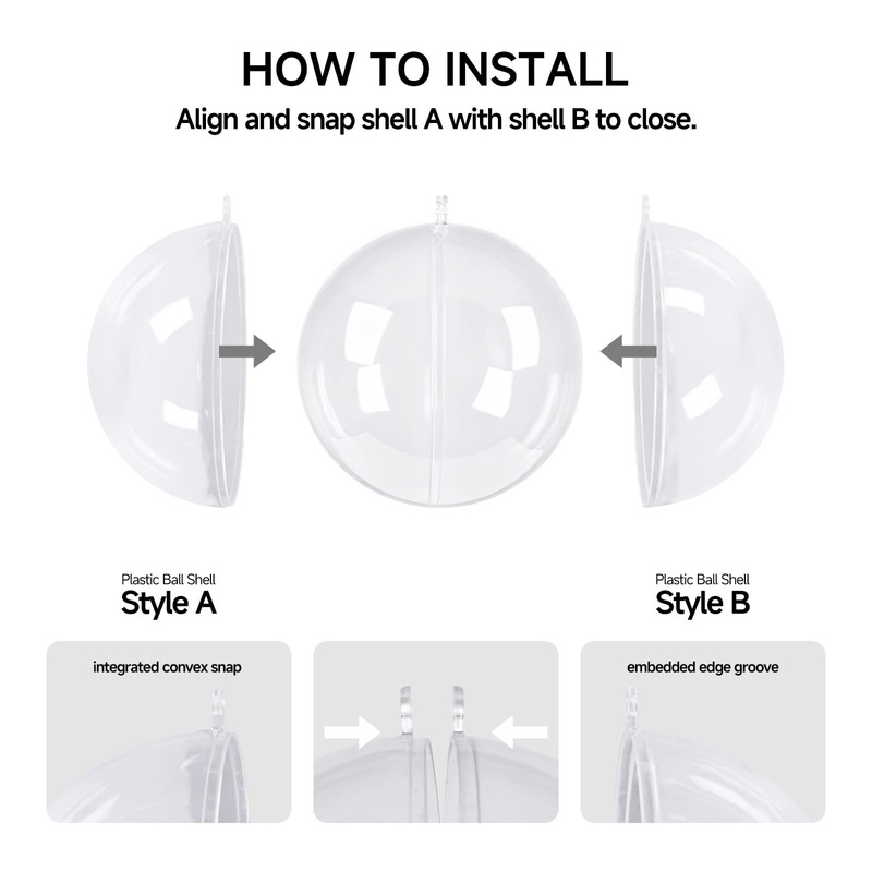 40 Pack 4 Inch Clear Fillable Ornament Balls