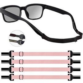 KECHIO Adjustable Glasses Strap Eyeglasses Strap 4 Pack Sunglasses Strap No Tail Eye Glasses Holders around Neck for Men Women Kids Eyeglass Holders Sports Glasses Strap Pink (9.5-13.5 inch) 4