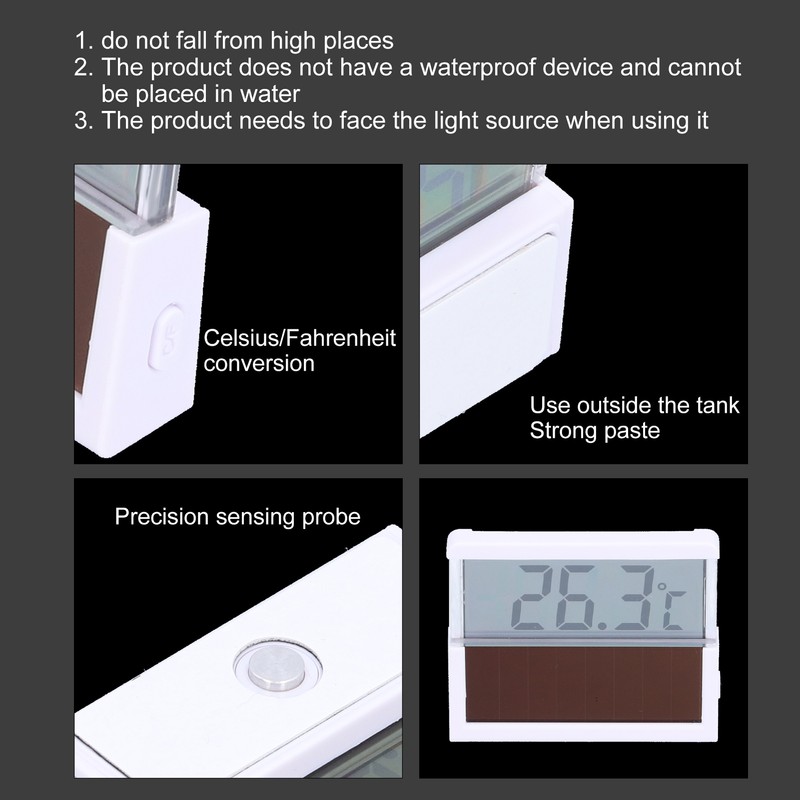 Fish Tank Solar Energy Thermometer LED Display Water Temperature Aquarium