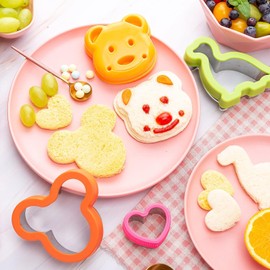 UKKQES Sandwich Cutter for Kids Lunch 32 Pcs (Large), Sandwich Maker, Cookie Cutters and Sealer Set, Bread Decruster, Dinosaur Mickey Square Circle Shape for Boys Girls