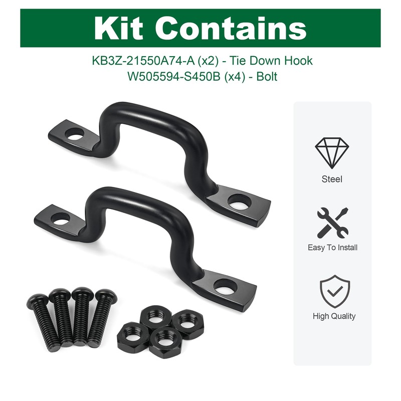 Jetuplusllc Pair Rear Bed Tie Down Hooks with Bolts Compatible
