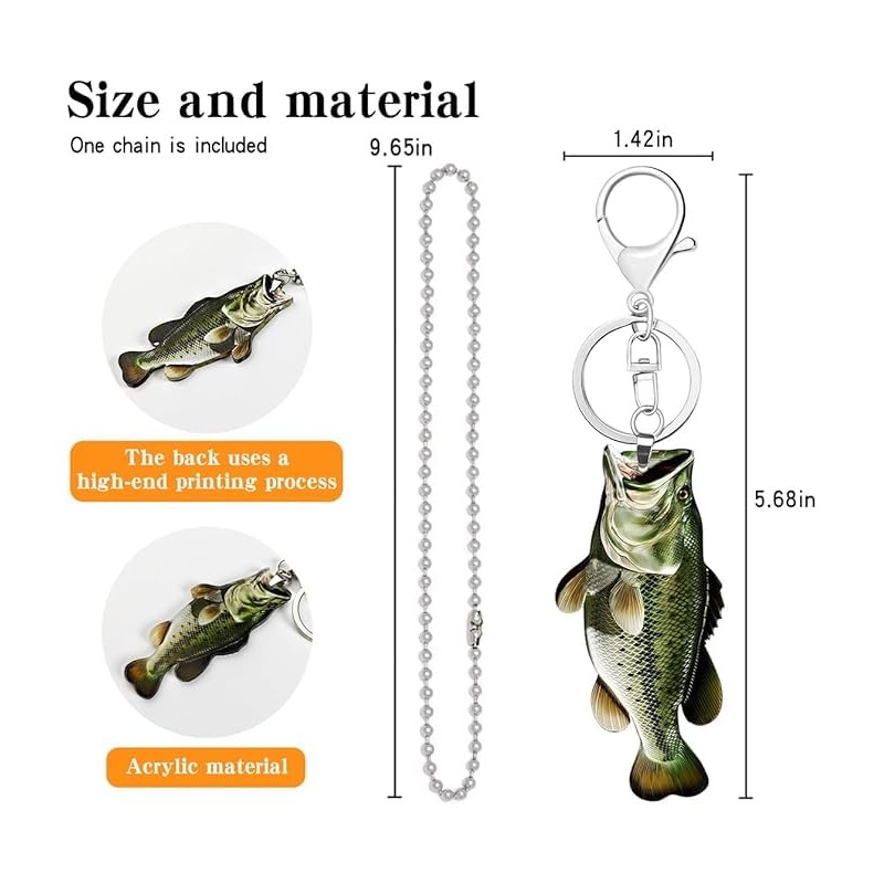 Mifoneix Fisherman Fishing Big Bass Creative 2d Flat Keychain Mother'S