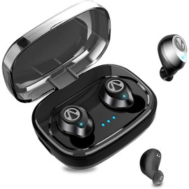 Bluetooth Earphones, Wireless Earphones, IPX7 Fully Waterproof, 1600 mAh Charging Case, Long Time Music Playback, CVC 8.0 Noise Canceling, Siri Compatible, Hands-free Calling, Single Ear, Binaural