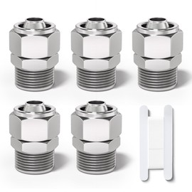 Bwintech Pack of 5 8 mm Hose AD x 1/4 Inch BSP Male Thread, Straight, with Lock Nut, Pneumatic Fitting, KPC8-02 Adapter for Fast Air Lines