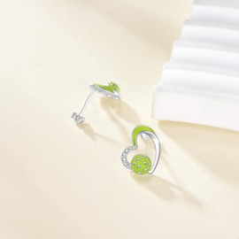 Grmdit Pickleball Earrings 925 Sterling Silver Pickleball Stud Earrings for Women Mom Ball Sport Jewelry Gifts for Pickleball Lover Player