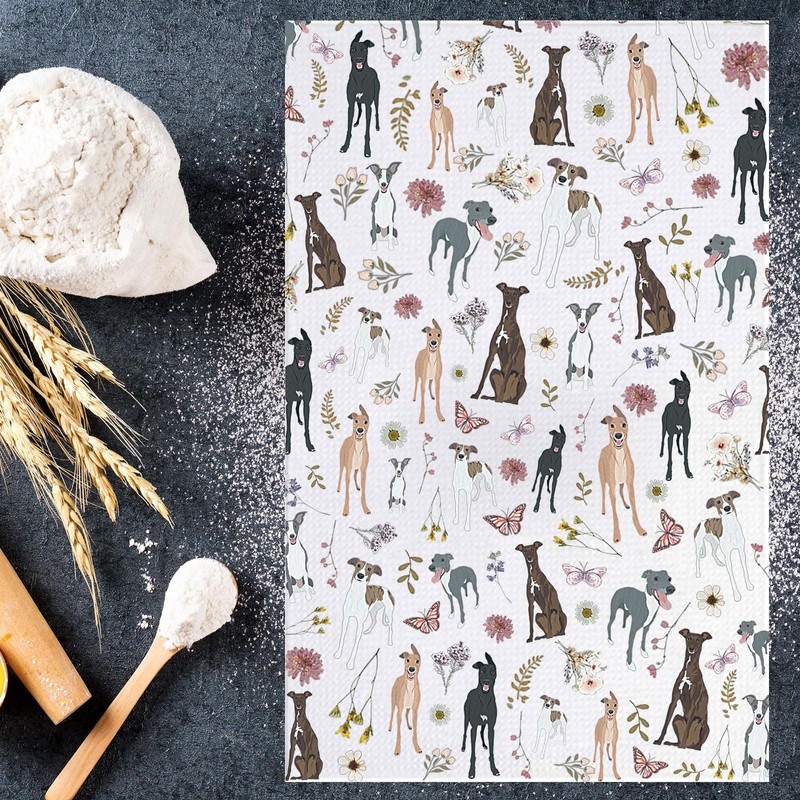MYSOMY Greyhound Kitchen Towel and Hand Towel - Greyhound Lover