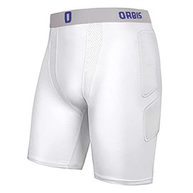 Orbis Men’s Baseball Sliding Shorts with Cup Pocket - Foam Padding, White, 2022 Slider (NO Cup)