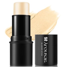 Arousar Highlighter Stick, Shimmer Cream Glow Stick, Shiny Illuminator and Rich Pigment Cosmetics, Long Lasting Waterproof Brightening Makeup 2# CHAMPAGNE GOLD