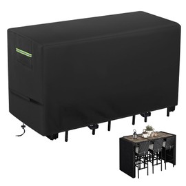 CAYRCOII Outdoor Bar Height Dining Set Cover - Heavy Duty Patio Dining Set Cover Waterproof for 7 Pieces 76'' Outdoor High Top Table and Chairs - Long Bar Height Dining Set High Top 76"L x 34"W x 42"H