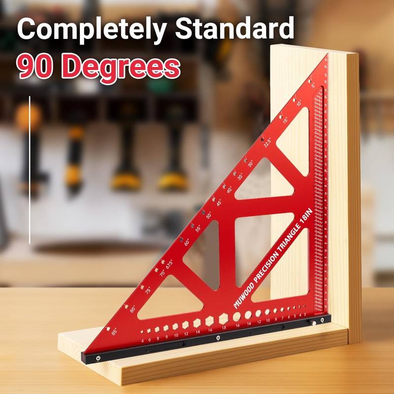 MUWOOD Precision Triangle Square 18 inch, Imperial Scale Framing Square