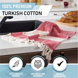 Rumi&Shams - Toallas de mano turcas para baño | 2 toallas de mano de baño | Toallas de cocina decorativas 100% algodón | Toallas de mano bohemias de 16 x 35 pulgadas | Toallas de mano rojas certificadas Oeko-Tex